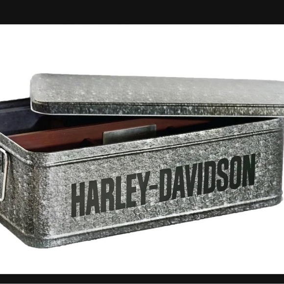 New box NIB Harley Davidson Metal Galvanized Tray Tin Box 6 spot insert - Picture 2 of 5